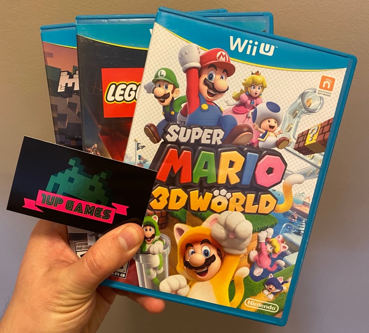 photo of Wii-U titles purchased from 1UP Games